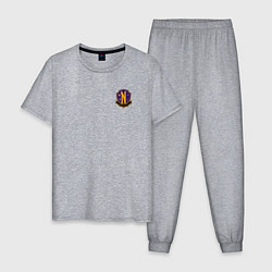 Пижама хлопковая мужская Эмблема школы Невермор, цвет: меланж