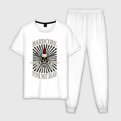 Пижама хлопковая мужская Череп-панк и гитары, цвет: белый