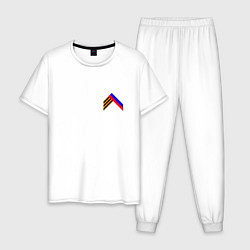 Пижама хлопковая мужская Триколор георгиевская лента, цвет: белый