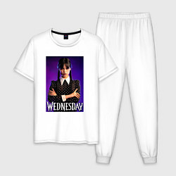 Пижама хлопковая мужская Wednesday, цвет: белый