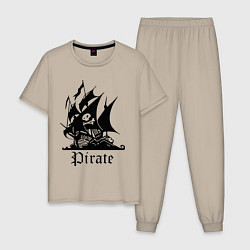 Пижама хлопковая мужская Пират, цвет: миндальный