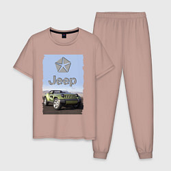 Пижама хлопковая мужская Chrysler Jeep - concept, цвет: пыльно-розовый