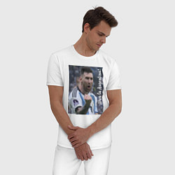 Пижама хлопковая мужская Viva la Argentina - Lionel Messi - world champion, цвет: белый — фото 2