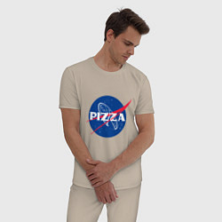 Пижама хлопковая мужская Nasa - pizza, цвет: миндальный — фото 2
