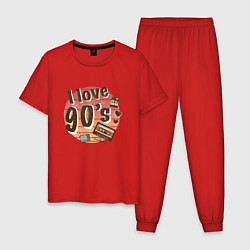 Пижама хлопковая мужская I love 90-s, цвет: красный