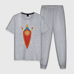 Пижама хлопковая мужская Символы витязя, цвет: меланж