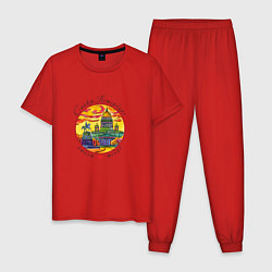 Пижама хлопковая мужская Санкт-Петербург, Исаакиевский собор, цвет: красный