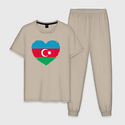 Пижама хлопковая мужская Сердце Азербайджана, цвет: миндальный
