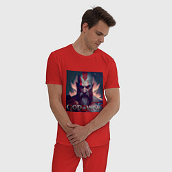 Пижама хлопковая мужская Кратос, бог войны, цвет: красный — фото 2