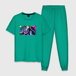 Пижама хлопковая мужская Ребекка в ярости - Cyberpunk Edgerunners, цвет: зеленый