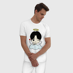 Пижама хлопковая мужская Jin - ангелочек из бтс, цвет: белый — фото 2