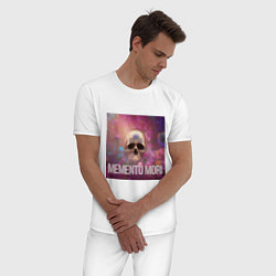 Пижама хлопковая мужская Череп в цветах memento mori, цвет: белый — фото 2