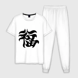 Пижама хлопковая мужская Японский иероглиф - Удача, цвет: белый