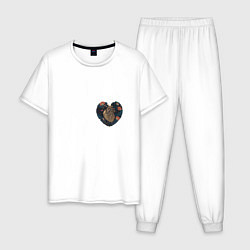 Пижама хлопковая мужская Сердце самуая, цвет: белый