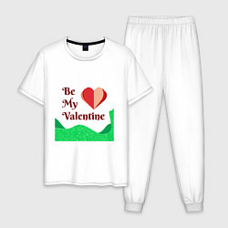 Пижама хлопковая мужская Романтичная валентинка с сердцем, цвет: белый