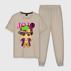 Пижама хлопковая мужская Little Jotaro Cujo - JoJo Bizarre Adventure, цвет: миндальный
