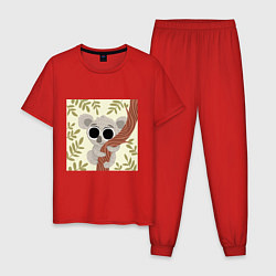 Пижама хлопковая мужская Коала милый, цвет: красный