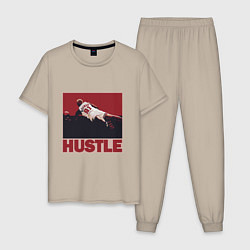 Пижама хлопковая мужская Rodman hustle, цвет: миндальный