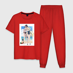 Пижама хлопковая мужская Усио Кофунэ и Хидзуру Минаката - Summertime Render, цвет: красный