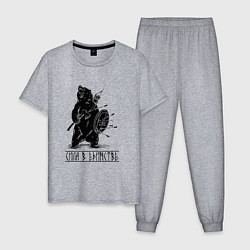 Пижама хлопковая мужская Сила в единстве, цвет: меланж