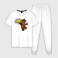 Пижама хлопковая мужская Фредди с пиццеей, цвет: белый