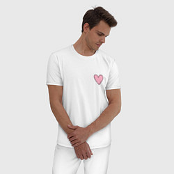 Пижама хлопковая мужская Нарисованное сердце - мини, цвет: белый — фото 2