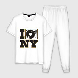 Пижама хлопковая мужская Vinyl New York, цвет: белый