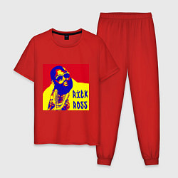 Пижама хлопковая мужская Рик Росс поп-арт, цвет: красный
