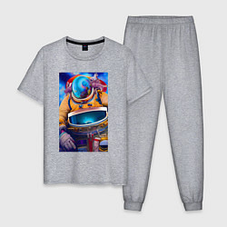 Пижама хлопковая мужская Космонавт - нейросеть, цвет: меланж