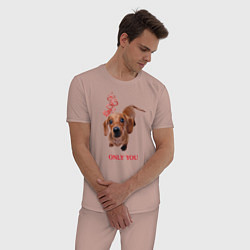 Пижама хлопковая мужская Преданный пёсик, цвет: пыльно-розовый — фото 2