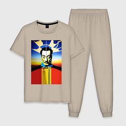Пижама хлопковая мужская Salvador Dali: Fantasy Art, цвет: миндальный