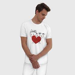 Пижама хлопковая мужская Два любящих сердца становятся одним, цвет: белый — фото 2