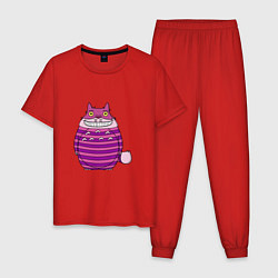 Пижама хлопковая мужская Тоторо чеширский кот, цвет: красный