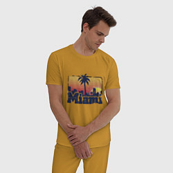 Пижама хлопковая мужская Beach of Miami, цвет: горчичный — фото 2