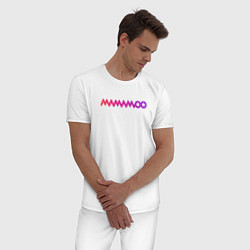 Пижама хлопковая мужская Mamamoo gradient logo, цвет: белый — фото 2