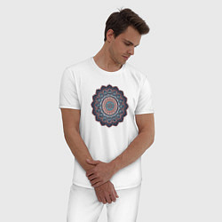 Пижама хлопковая мужская Индийская Mandala, цвет: белый — фото 2