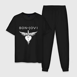 Пижама хлопковая мужская Bon Jovi Its My Life, цвет: черный