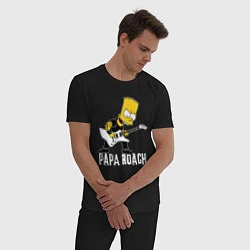 Пижама хлопковая мужская Papa Roach Барт Симпсон рокер, цвет: черный — фото 2