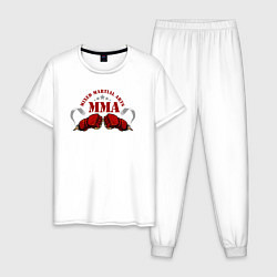 Пижама хлопковая мужская Смешанные бои MMA, цвет: белый