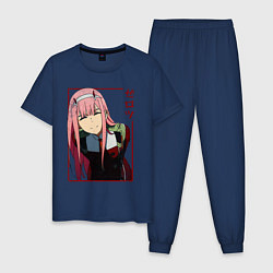 Пижама хлопковая мужская Zero Two anime girl, цвет: тёмно-синий