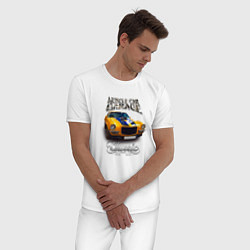 Пижама хлопковая мужская Американский маслкар Chevrolet Camaro, цвет: белый — фото 2