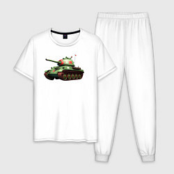 Пижама хлопковая мужская Легенда Т-34, цвет: белый