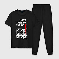 Пижама хлопковая мужская Think outside the box game, цвет: черный
