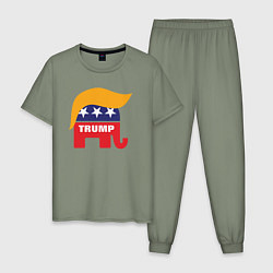 Пижама хлопковая мужская Trump elephant, цвет: авокадо