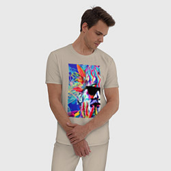 Пижама хлопковая мужская Andy Warhol - celebrity - pop art, цвет: миндальный — фото 2