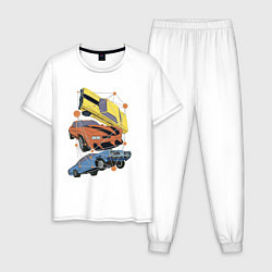 Пижама хлопковая мужская Авто переворот beamng drive, цвет: белый