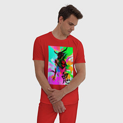 Пижама хлопковая мужская Демон Они - искусство - Япония, цвет: красный — фото 2