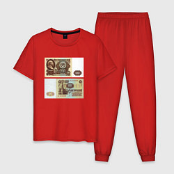 Пижама хлопковая мужская 100 советских рублей, цвет: красный