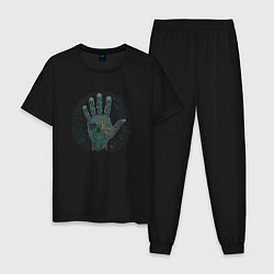 Пижама хлопковая мужская Hand- skull, цвет: черный