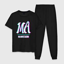 Пижама хлопковая мужская Maneskin glitch rock, цвет: черный